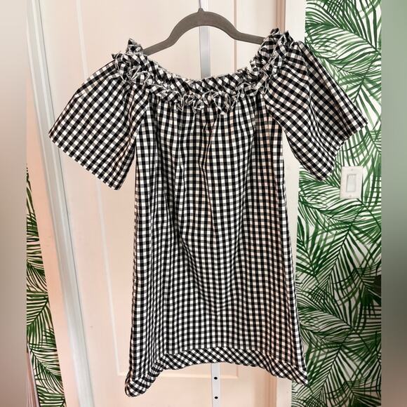 Vineyard Vines Women’s Black Gingham Off the Shoulder Mini Dress Small NWOT - Picture 5 of 10
